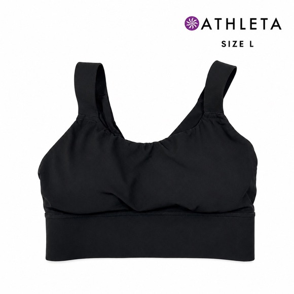 Athleta Other - Athleta Black Longline Sports Bra Twist Back Cross Back Yoga Crop Top Size L
